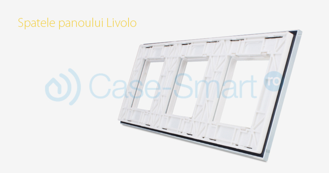 Rama priza tripla Livolo din sticla, alb