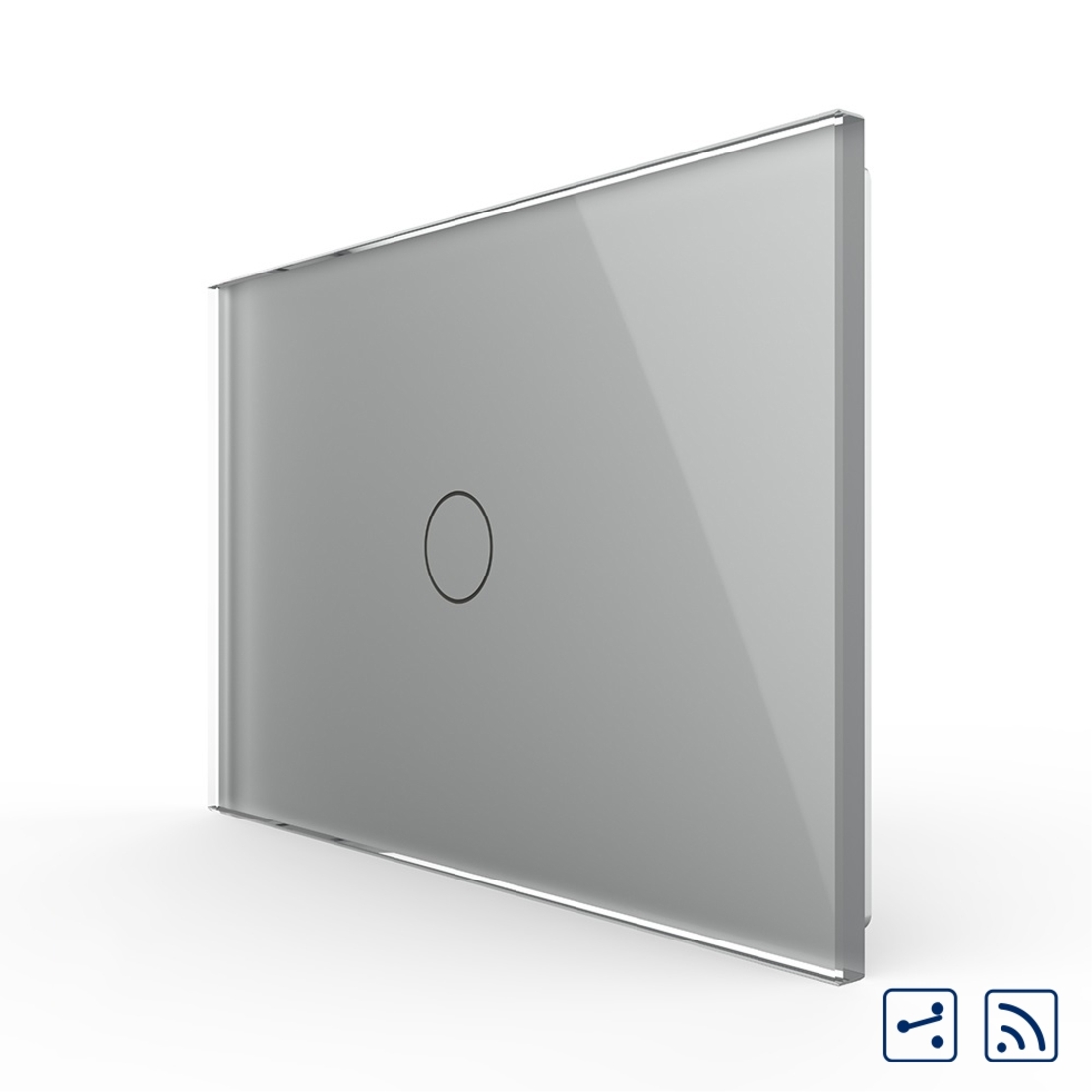 Intrerupator cap scara/cruce wireless cu touch Livolo din sticla - standard italian, gri
