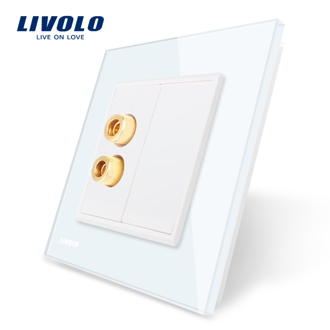 Priza redare sunet LIVOLO cu rama din sticla, alb