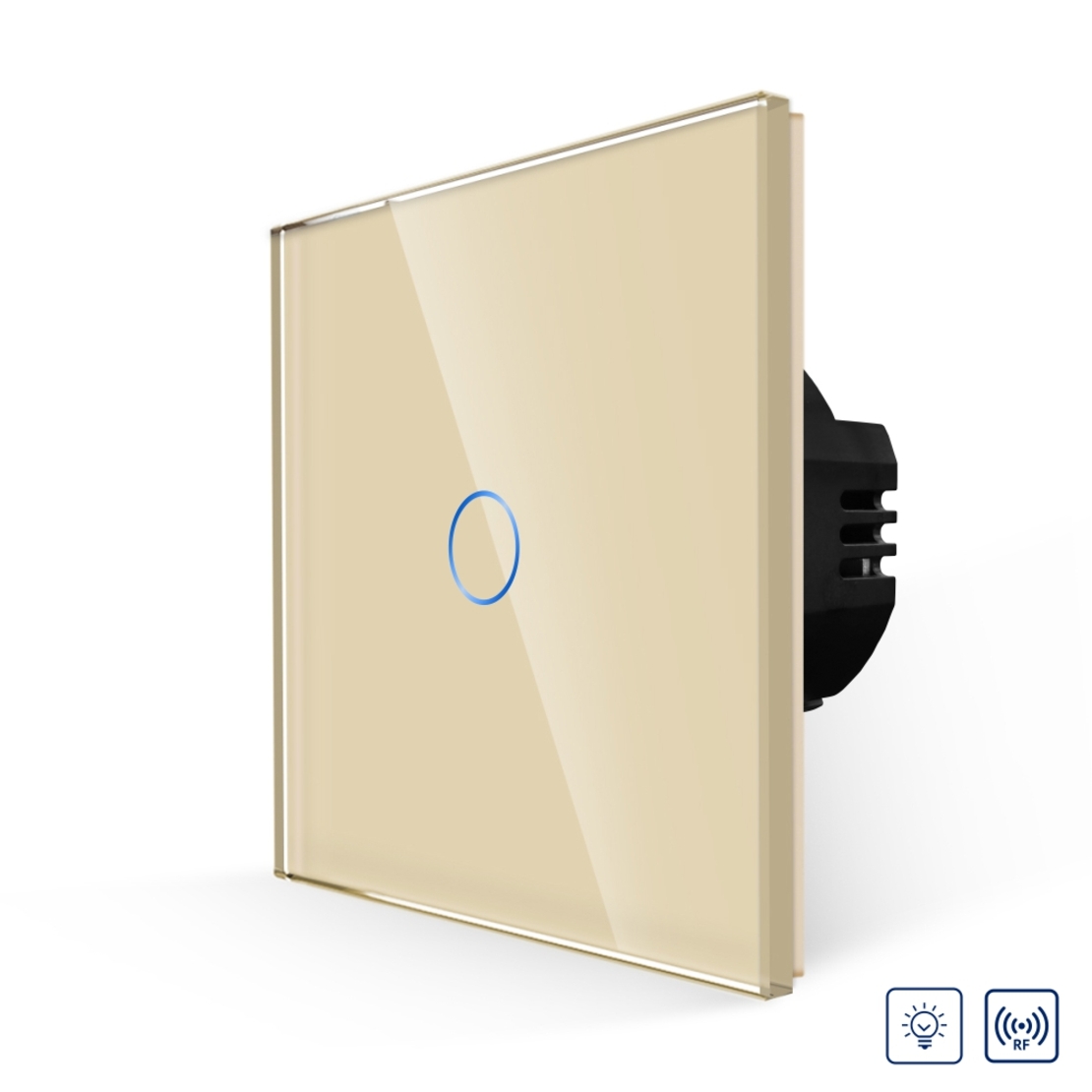Intrerupator Simplu cu Variator cu Touch din Sticla LUXION, RF433, auriu