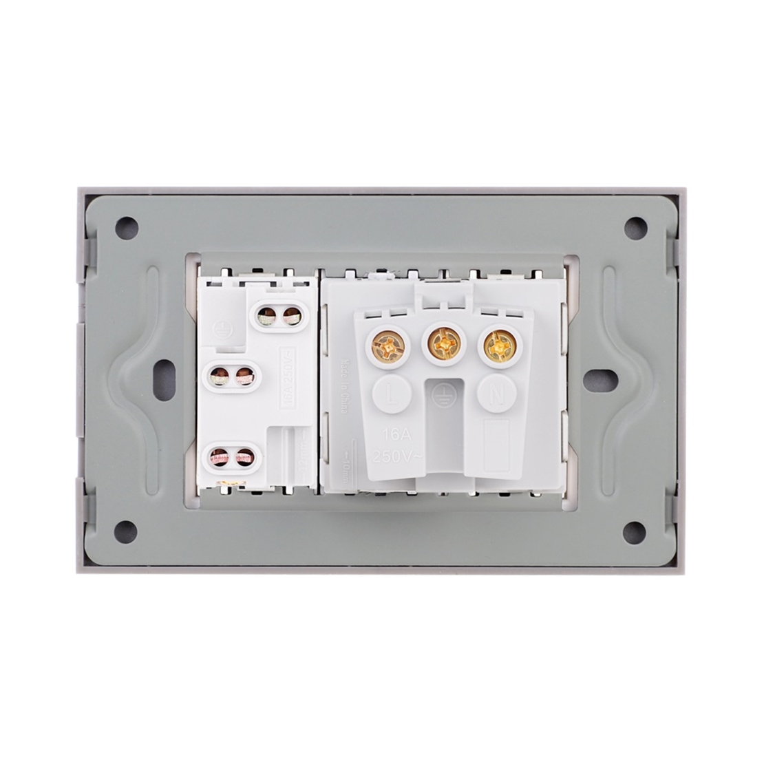 Priza Schuko + Universala Italiana cu Rama din Sticla LUXION, Standard Italian, 3M, gri