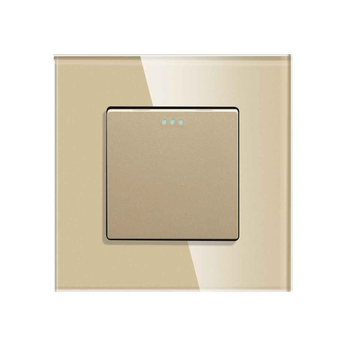 Intrerupator Simplu Mecanic cu Reset / Revenire LUXION cu Rama din Sticla, auriu