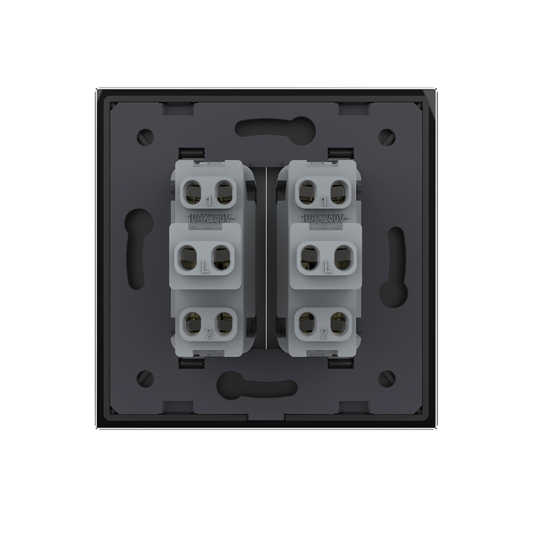 Intrerupator Dublu Mecanic Cap Scara LIVOLO cu Rama din Sticla - Serie Noua, negru