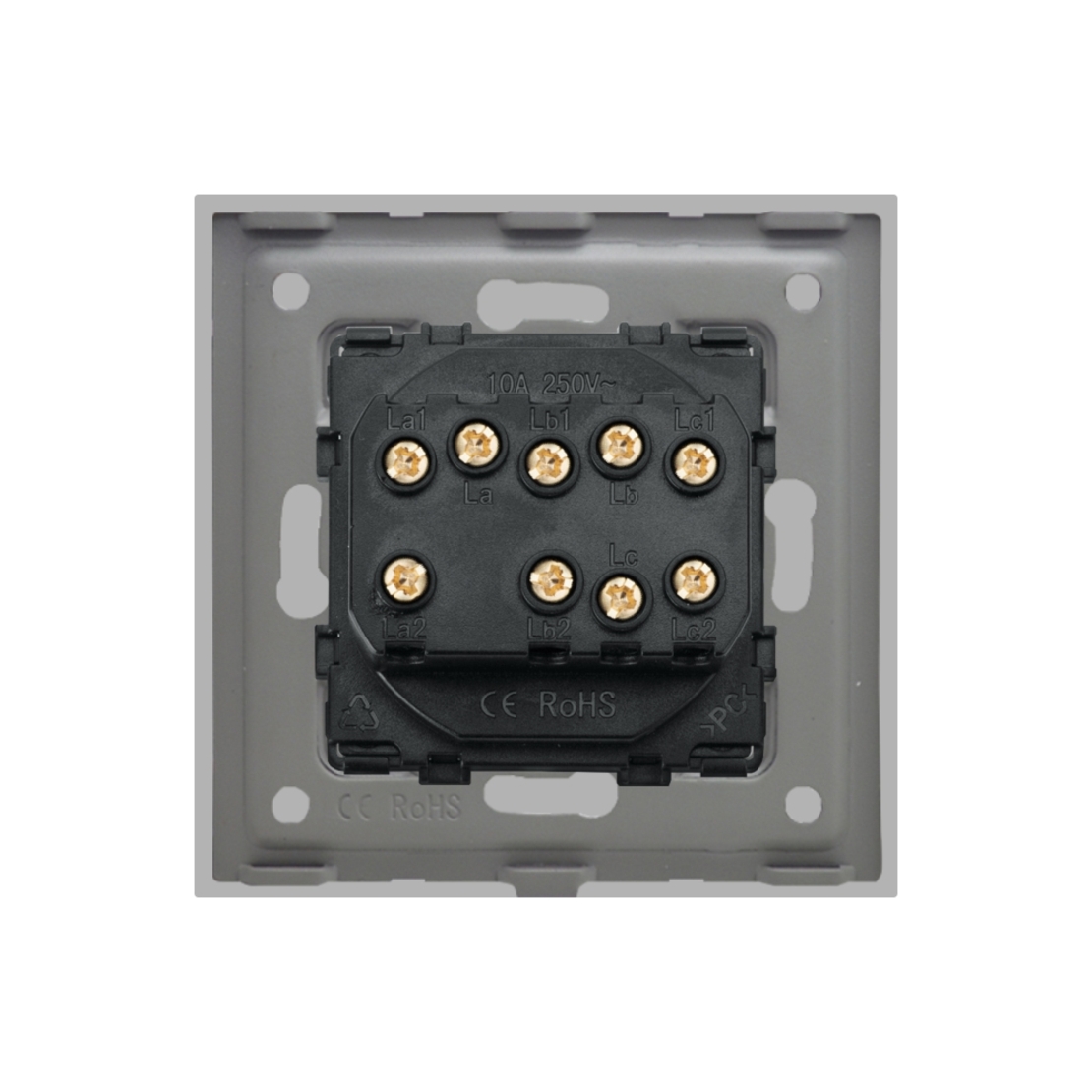 Intrerupator Triplu Cap Scara Mecanic LUXION cu Rama din Sticla, gri