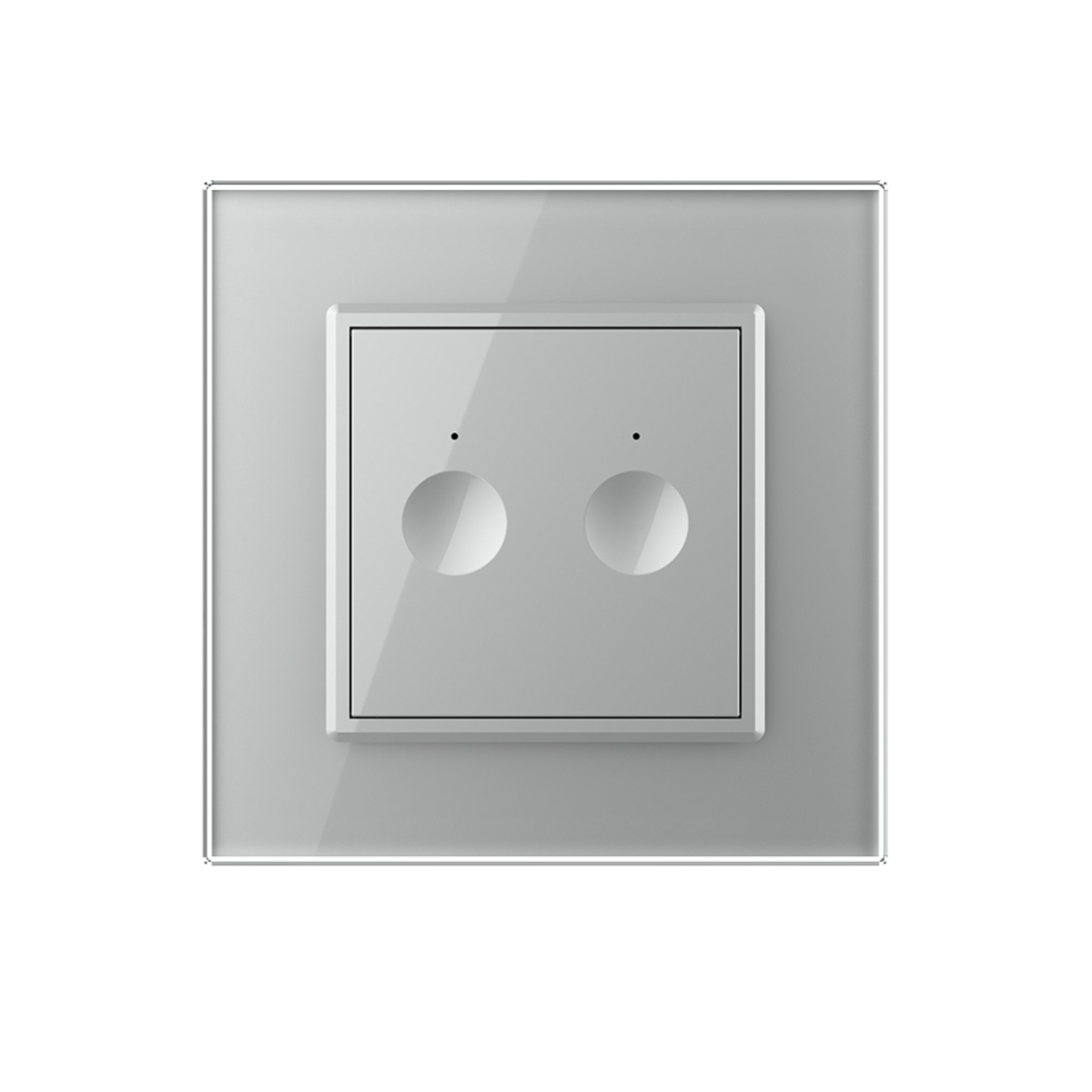 Intrerupator Dublu Cap Scara / Cruce cu Touch LIVOLO cu Rama din Sticla - Protocol Zigbee EC, gri