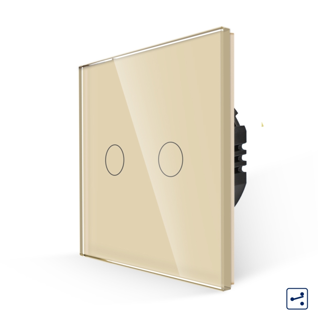 Intrerupator Dublu Cap Scara/Cruce cu Touch din Sticla LUXION, Serie A, auriu