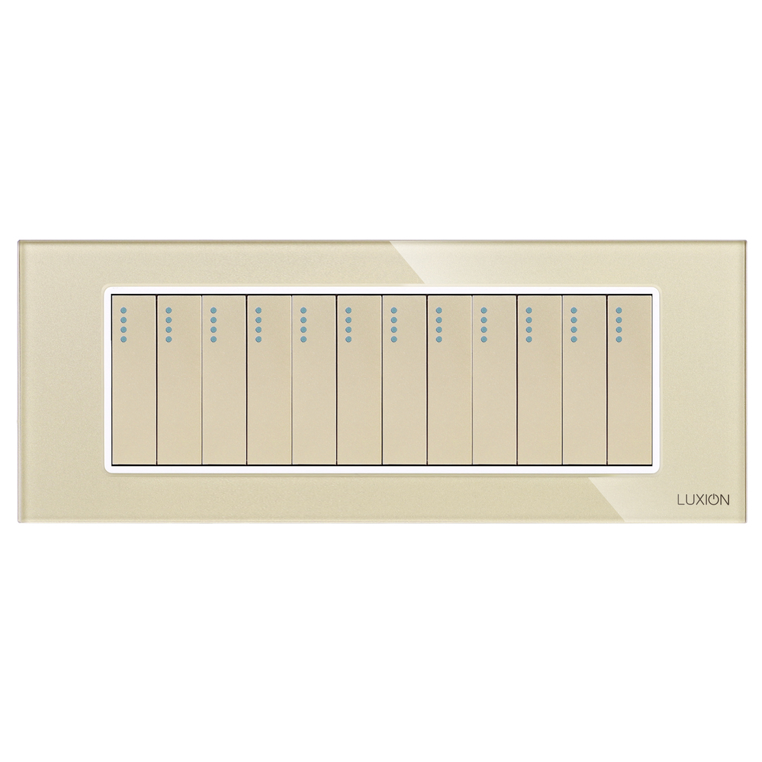 Intrerupator Mecanic 12 Posturi LUXION cu Rama din Sticla, Standard Italian, 6M, auriu