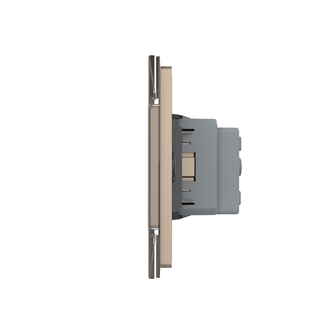 Intrerupator Simplu + Priza LIVOLO cu Rama Din Sticla, Standard Italian, 4M, auriu