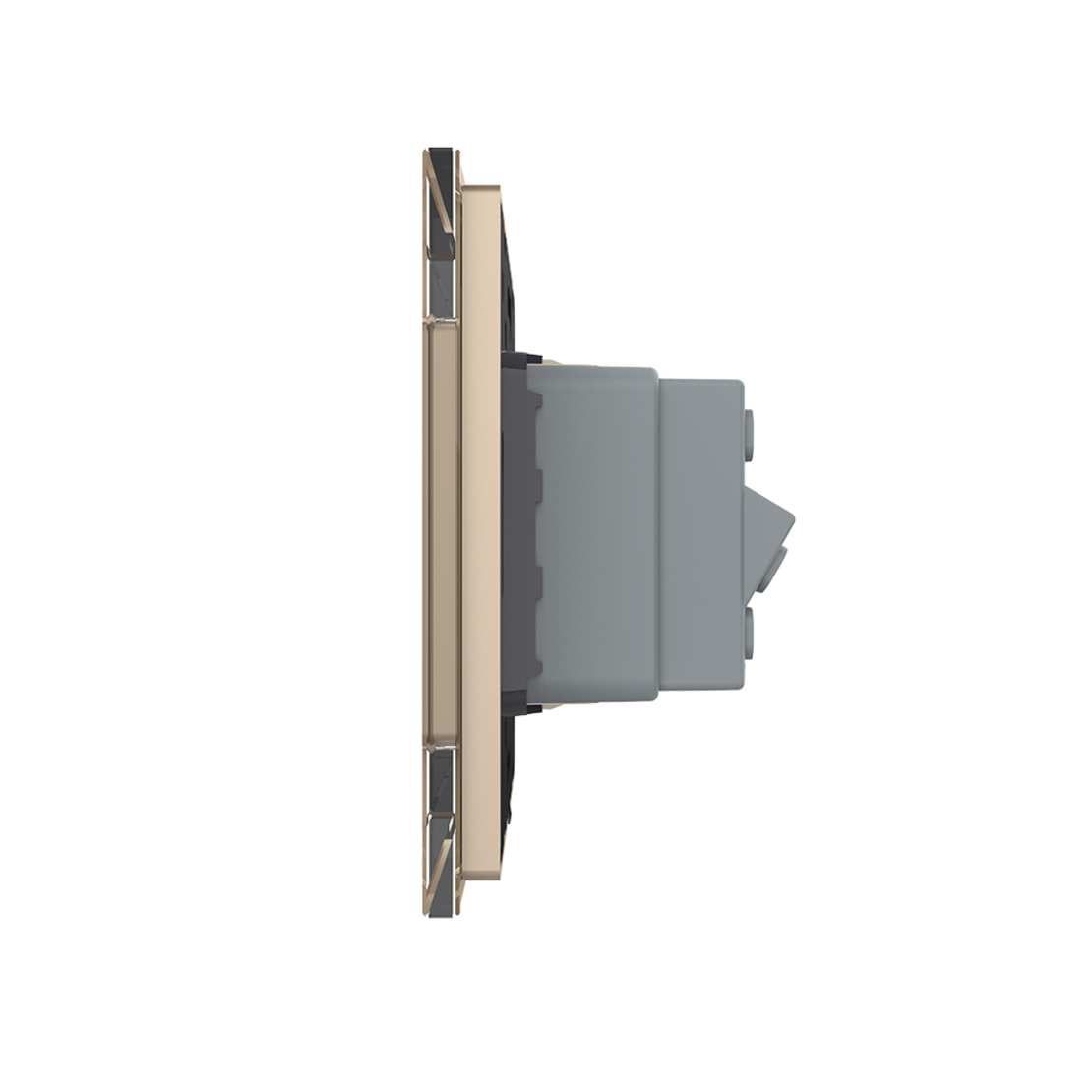 Priza dubla module inguste Livolo cu rama din sticla - standard german, auriu