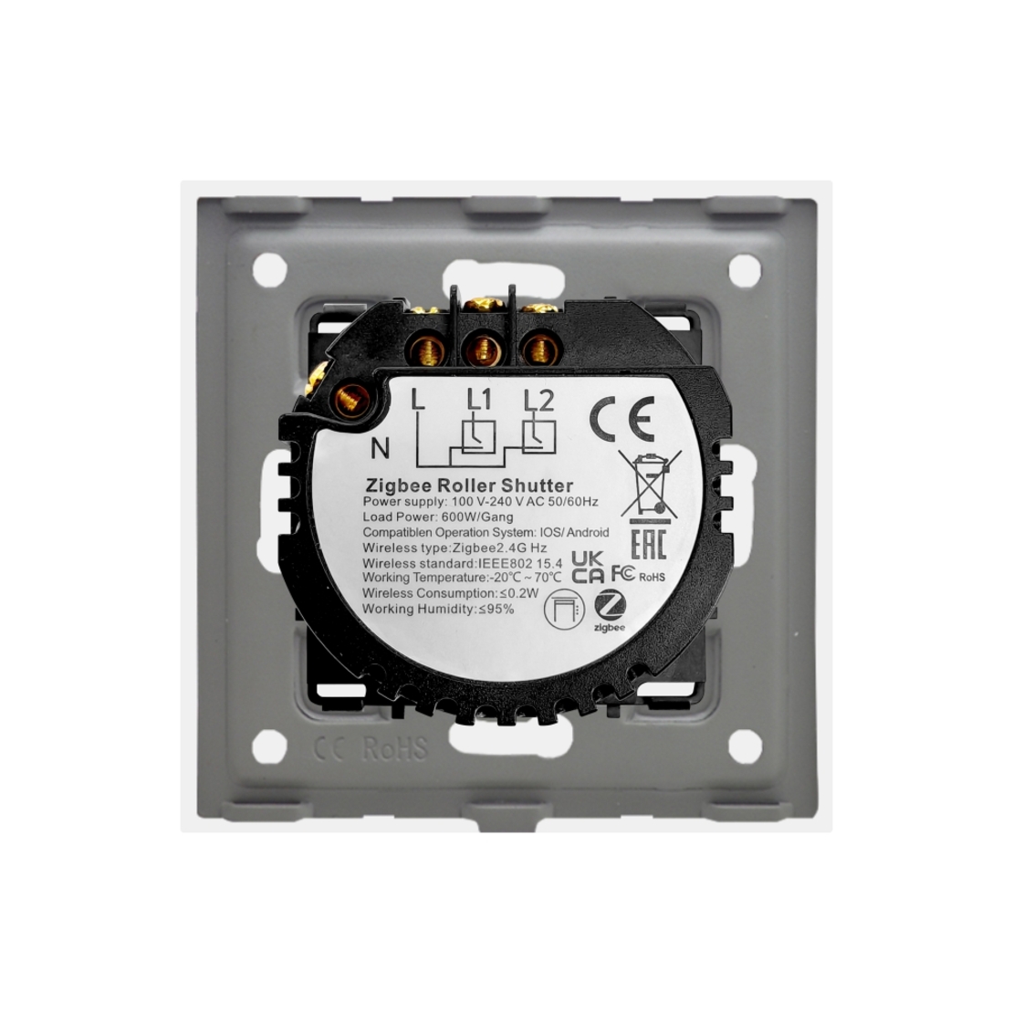 Intrerupator Rulouri cu Touch din Sticla LUXION, Protocol Zigbee Tuya, alb