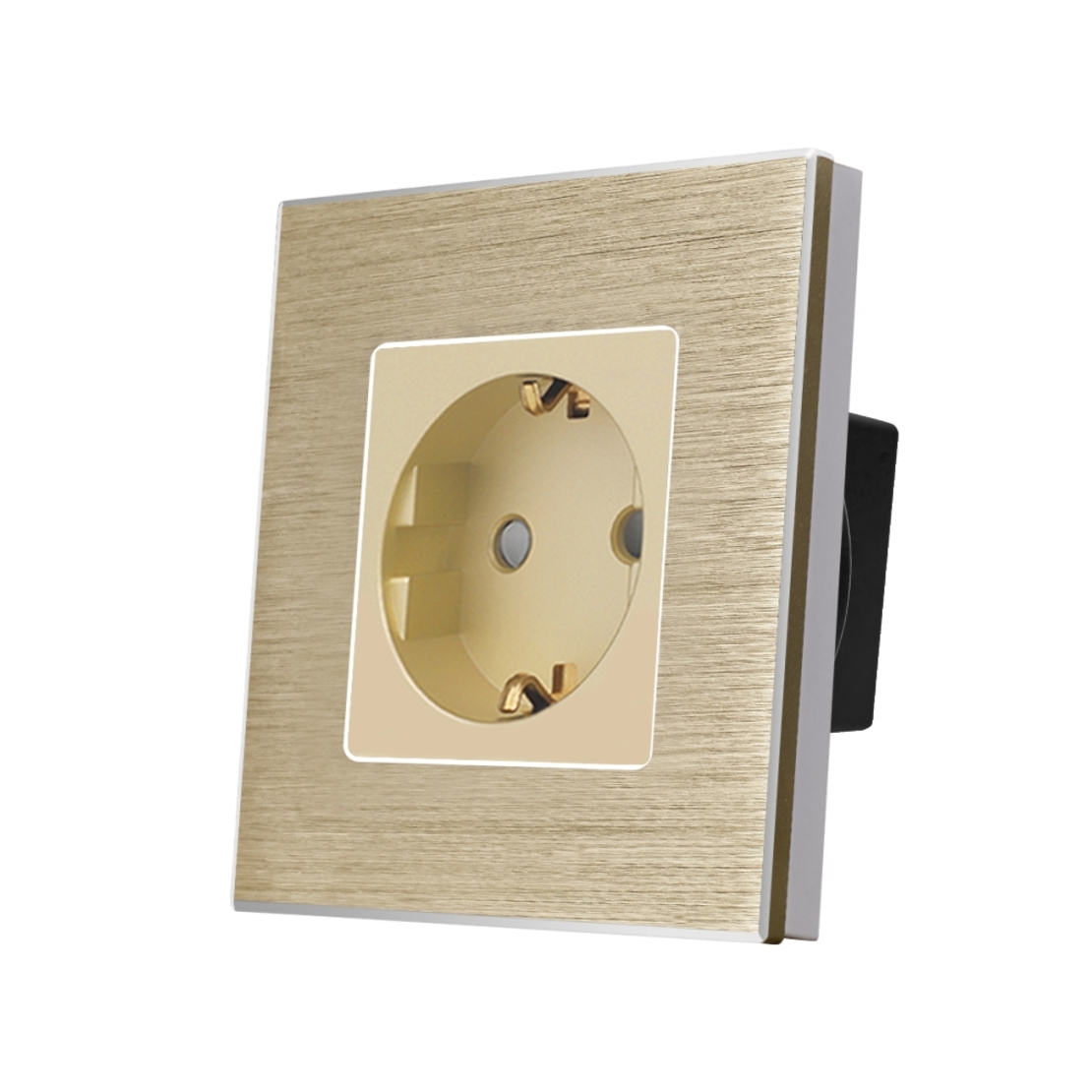 Priza Simpla LUXION cu rama din aluminiu, auriu