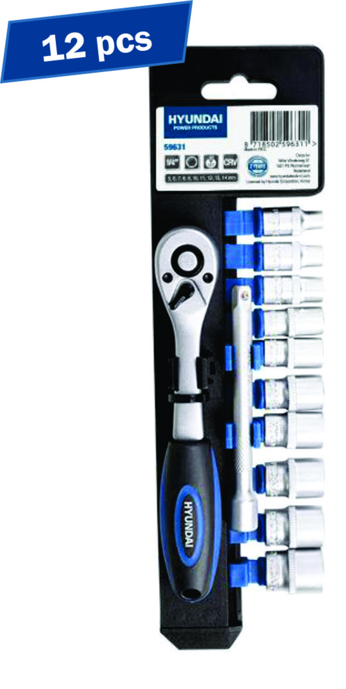 Set 12 chei tubulare 1/4 si clichet Hyundai HY-59631