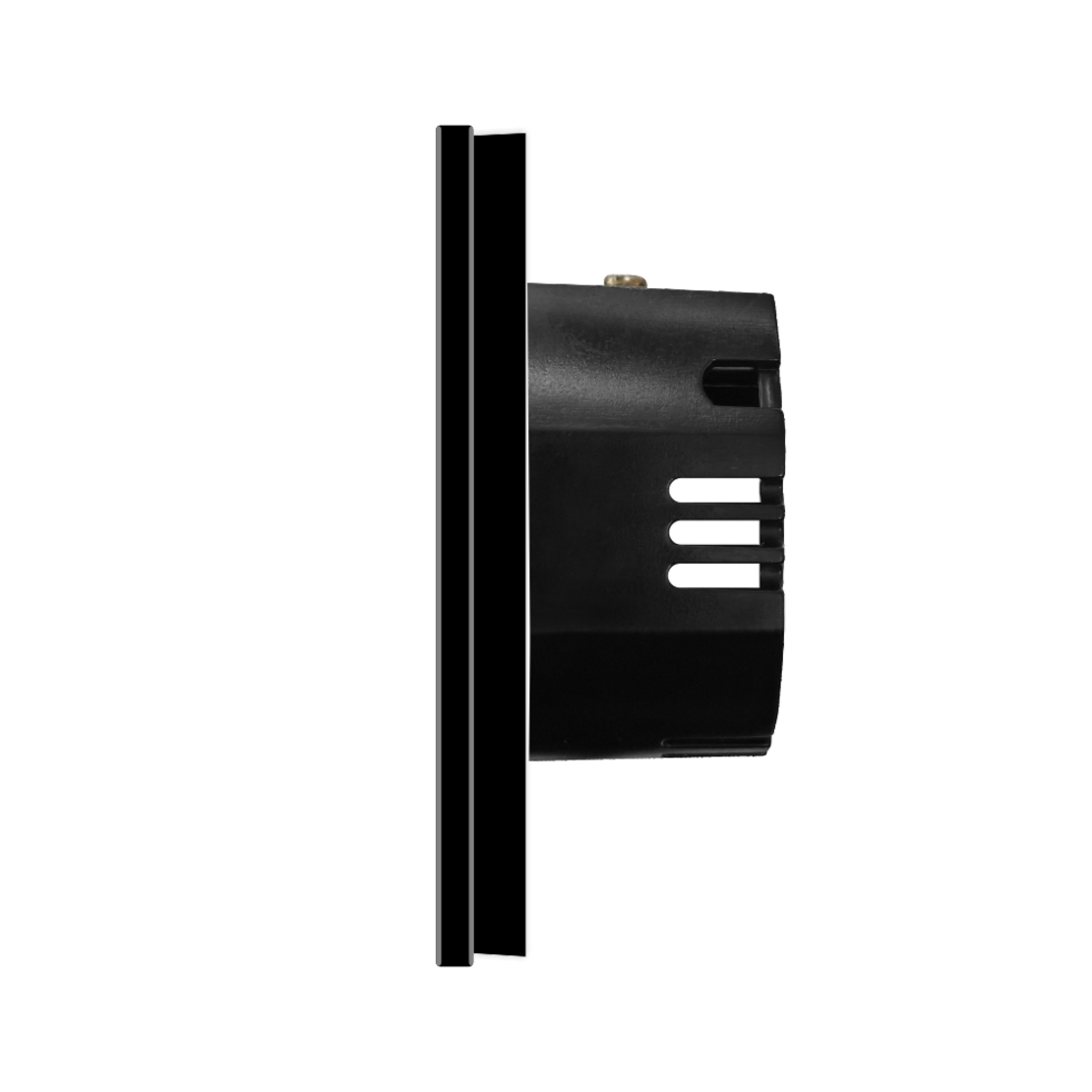 Intrerupator Dublu cu Touch din Sticla si Rama de Aluminiu LUXION, negru