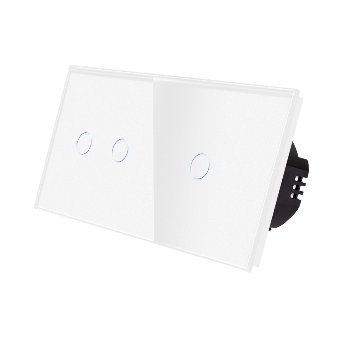 Intrerupator Dublu + Simplu cu Touch din Sticla LUXION, alb