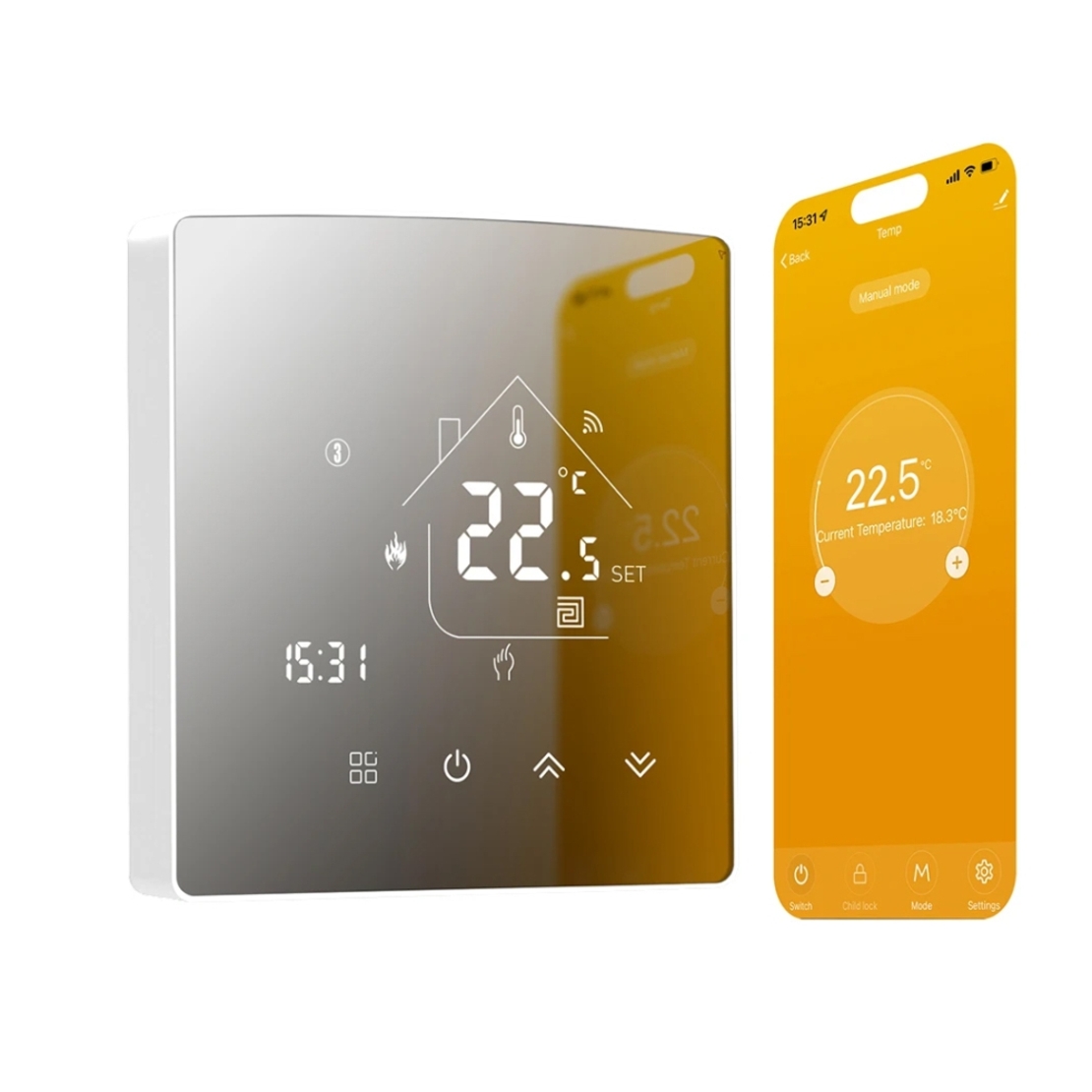 Termostat pentru incalzire termica pe gaz Beok TGR85-WIFI-WPB, Programare, Control aplicatie