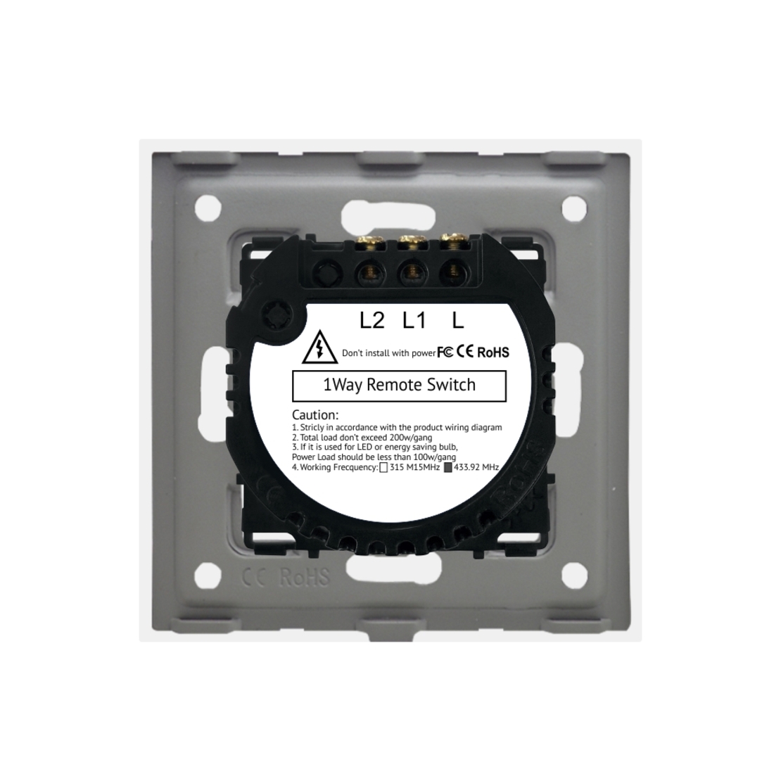 Intrerupator Dublu RF433 cu Touch din Sticla LUXION, alb