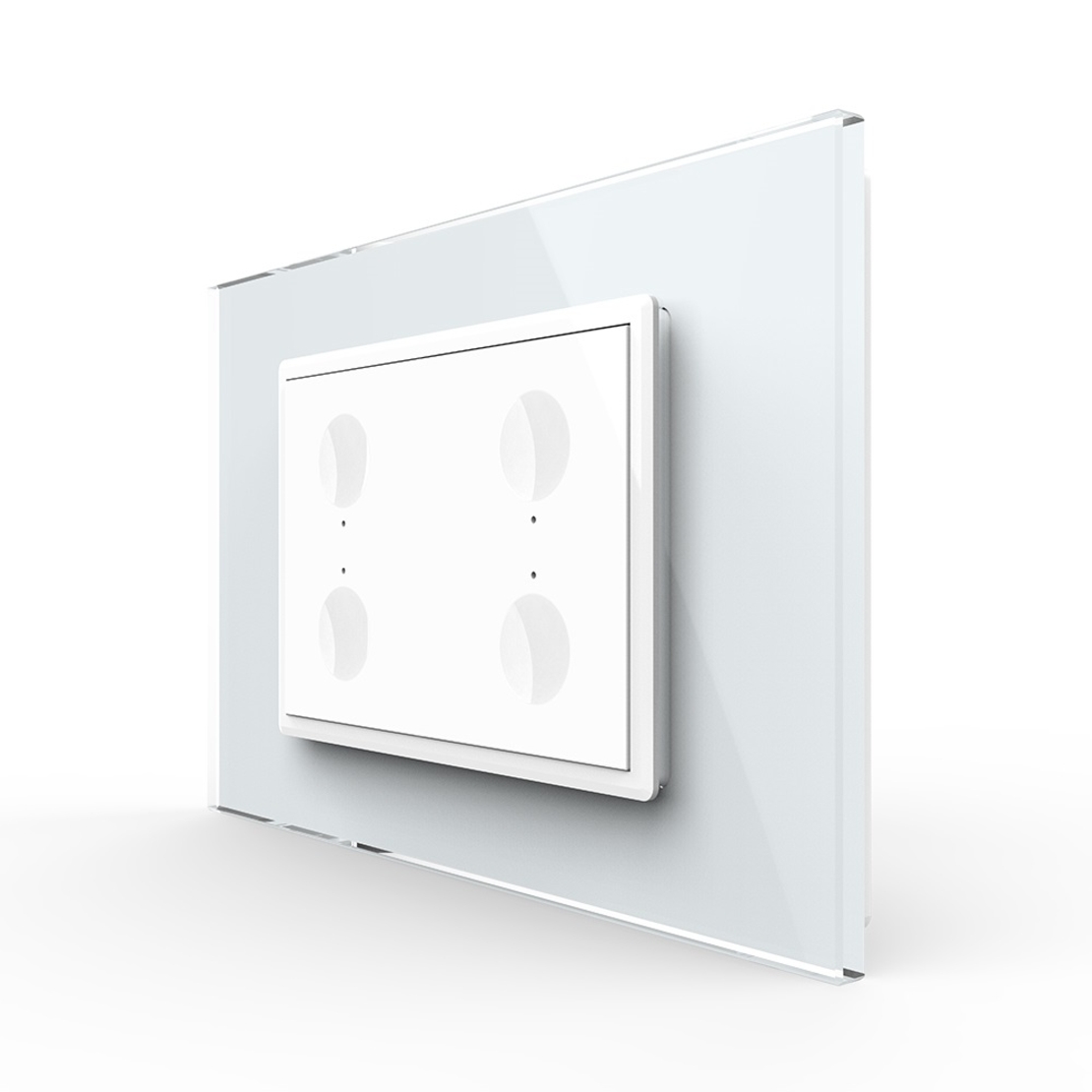 Intrerupator cvadruplu cu touch Livolo cu rama din sticla, standard Italian - Serie noua, alb