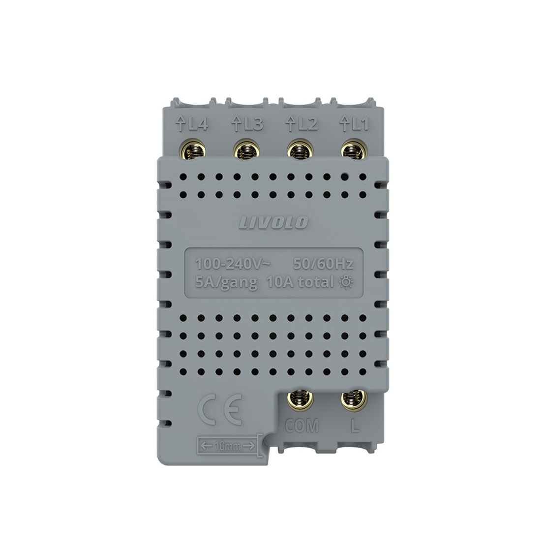 Modul intrerupator cvadruplu cap scara / cap cruce cu touch Livolo standard Italian, Serie noua, gri