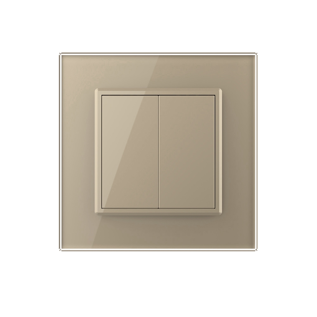 Intrerupator Dublu Mecanic Cap Scara LIVOLO cu Rama din Sticla - Serie Noua, auriu