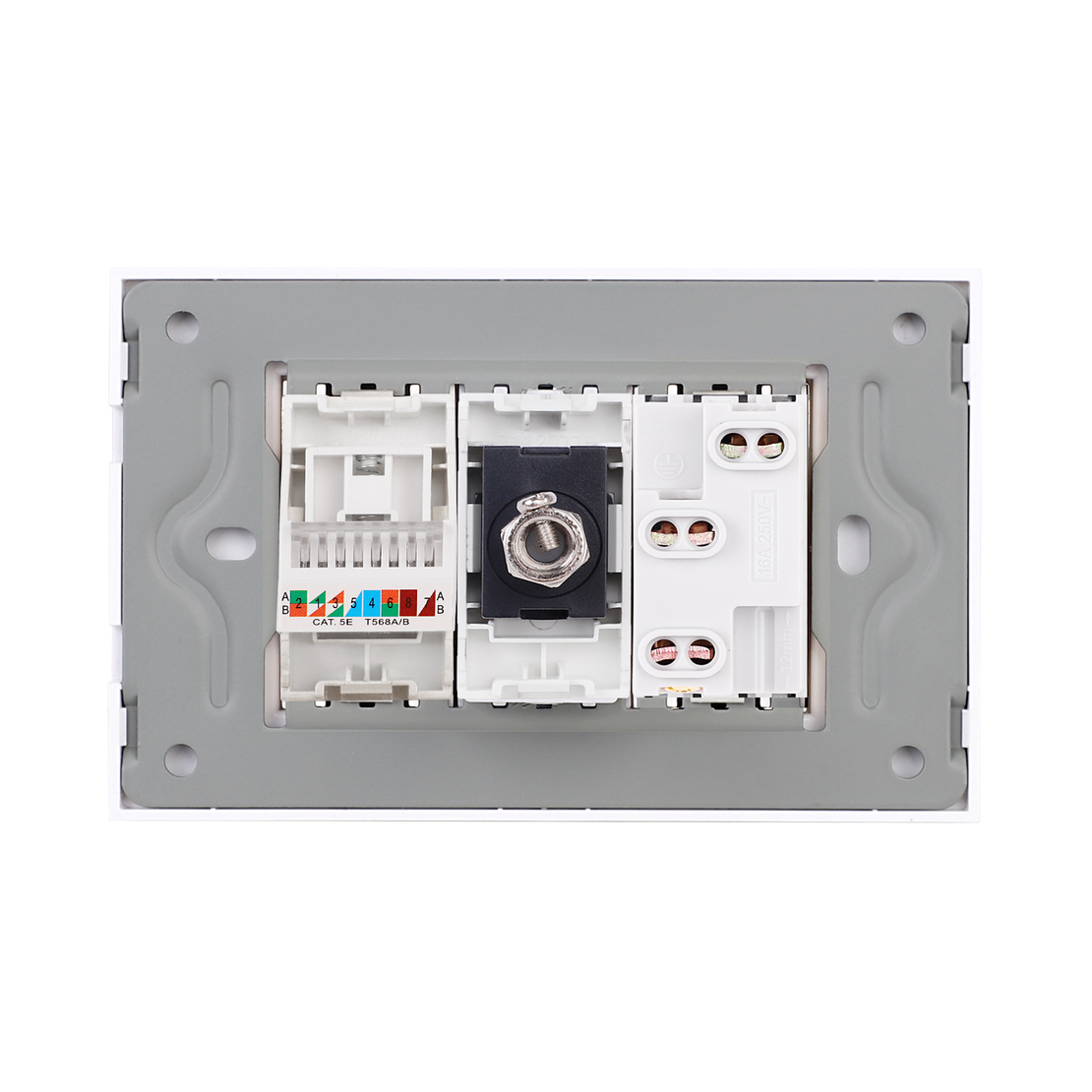 Priza Ingusta + TV + Internet cu Rama din Sticla LUXION, Standard Italian, 3M, auriu