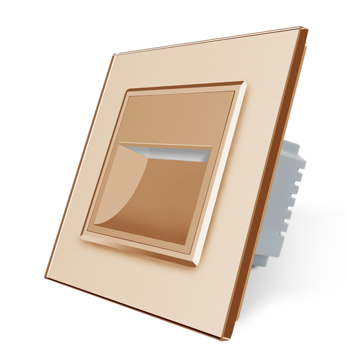 Lampa de veghe LED Livolo cu rama din sticla, auriu