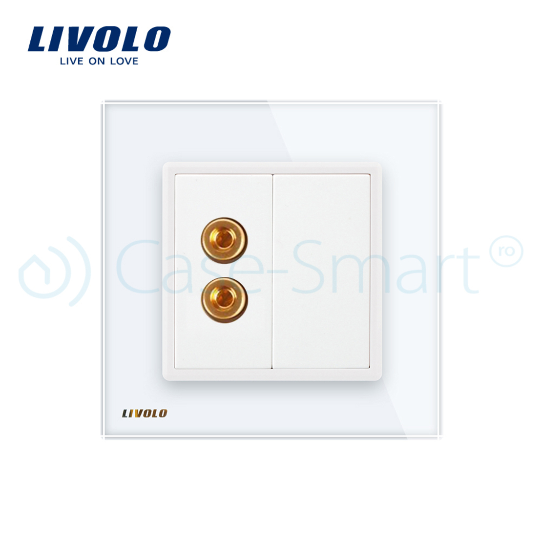 Priza redare sunet LIVOLO cu rama din sticla, alb