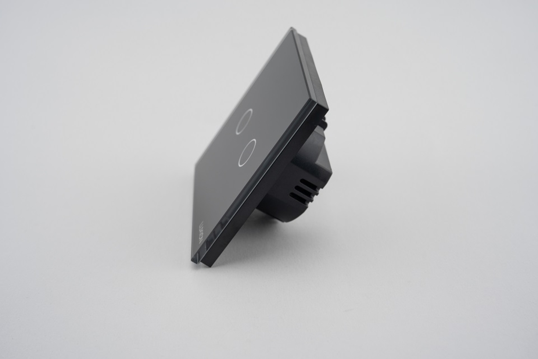 Intrerupator Dublu cu Touch din Sticla LUXION, 500W, negru