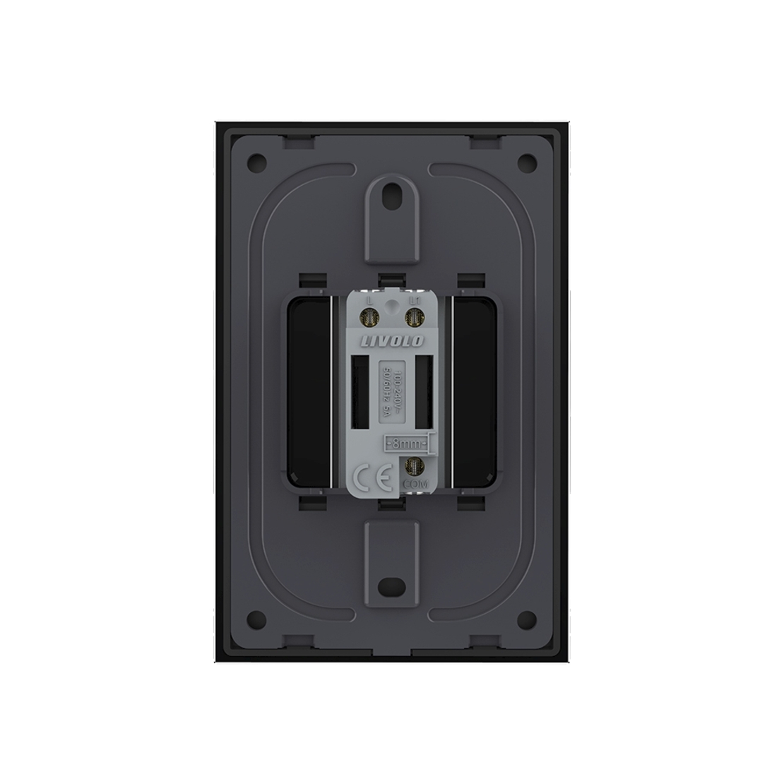 Intrerupator Simplu Cap Scara / Cruce cu Touch Livolo cu Rama Din Sticla 1M - Serie Noua, negru