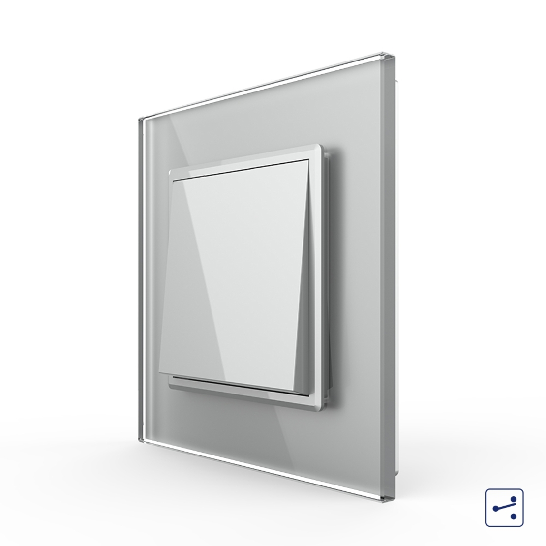 Intrerupator Simplu Mecanic Cap Cruce, 2 Module LIVOLO cu Rama din Sticla - Serie Noua, gri