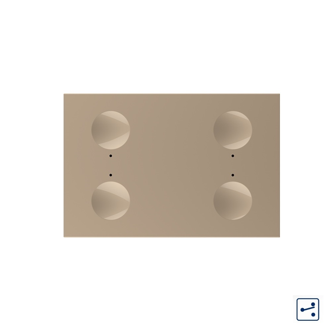 Modul intrerupator cvadruplu cap scara / cap cruce cu touch Livolo standard Italian, Serie noua, auriu