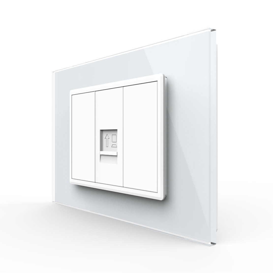 Priza internet Livolo cu rama din sticla - standard italian, alb