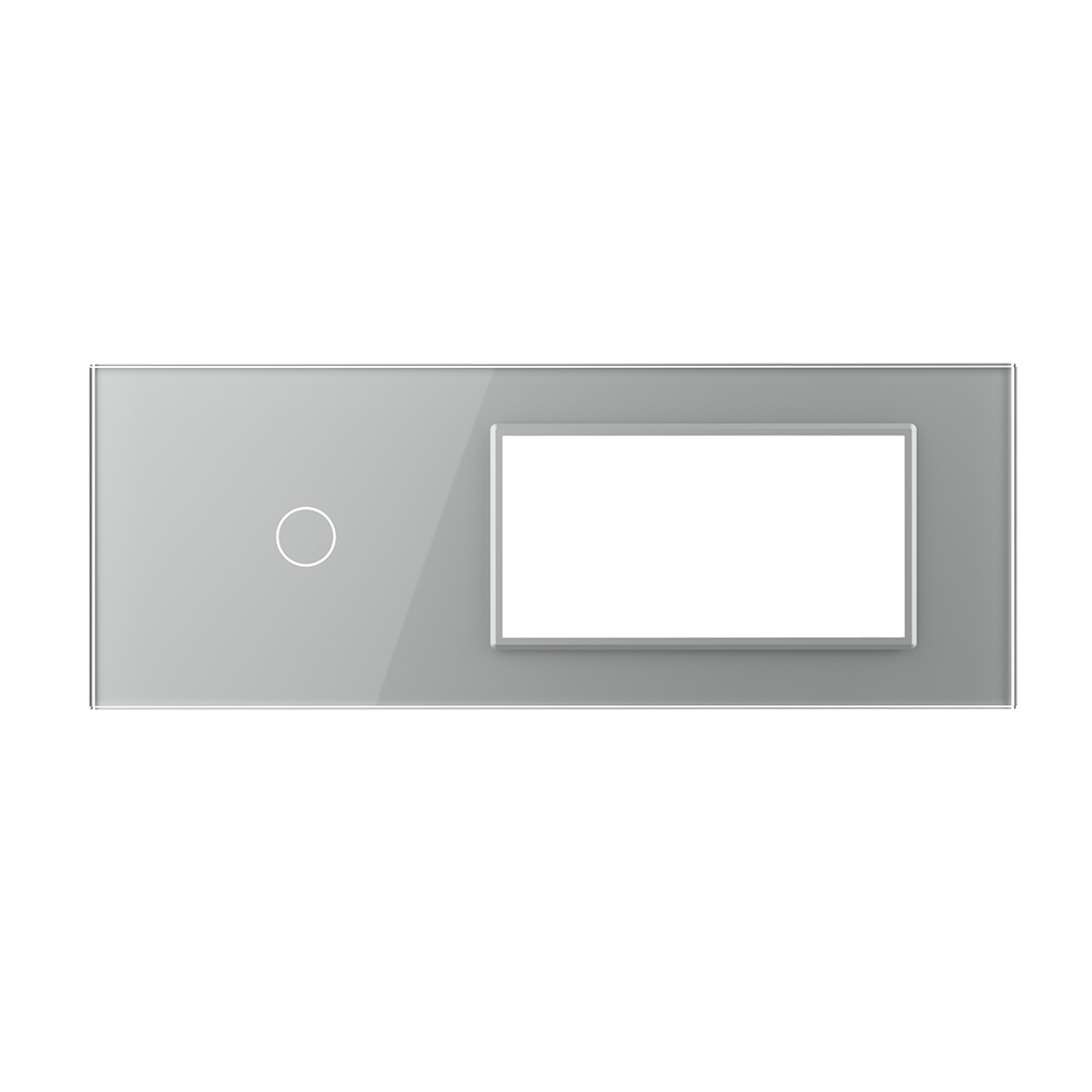 Panou Intrerupator Simplu cu 2 Prize LIVOLO din Sticla, Standard Italian - 6/7M, gri