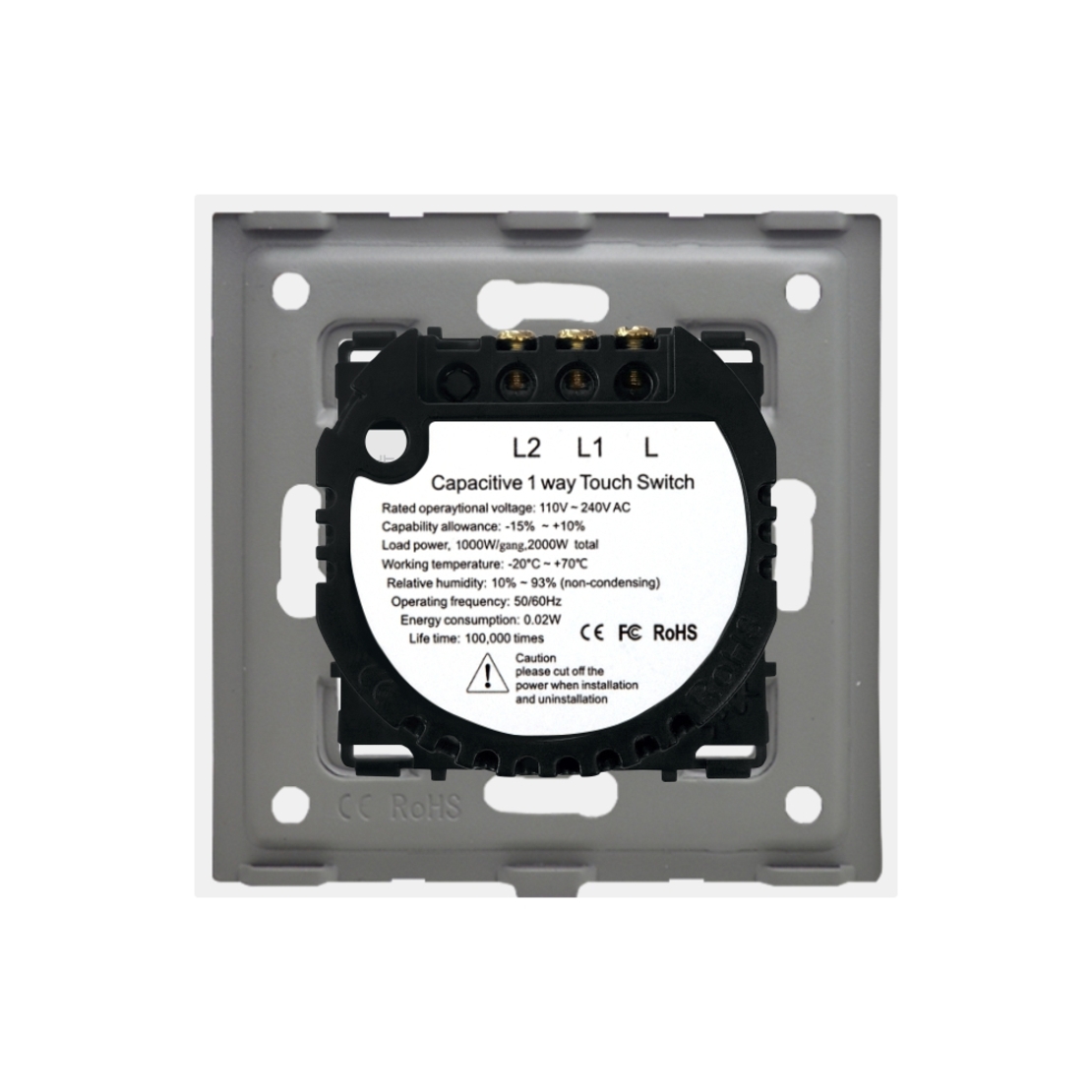 Intrerupator Dublu cu Touch din Sticla si Rama de Aluminiu LUXION, alb