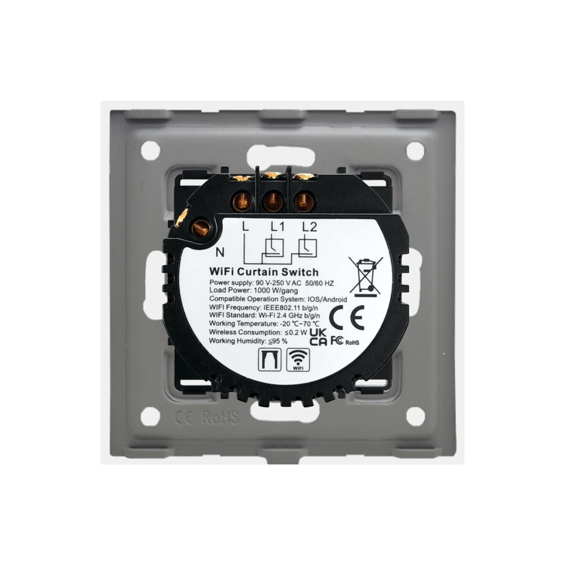 Intrerupator Wi-Fi Draperie cu Touch din Sticla LUXION, auriu