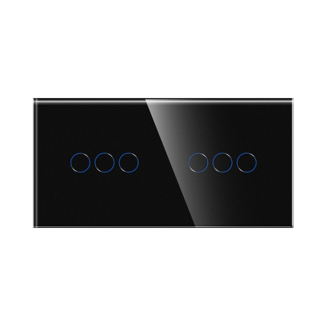 Panou Intrerupator Triplu + Triplu cu Touch Din Sticla LUXION, negru