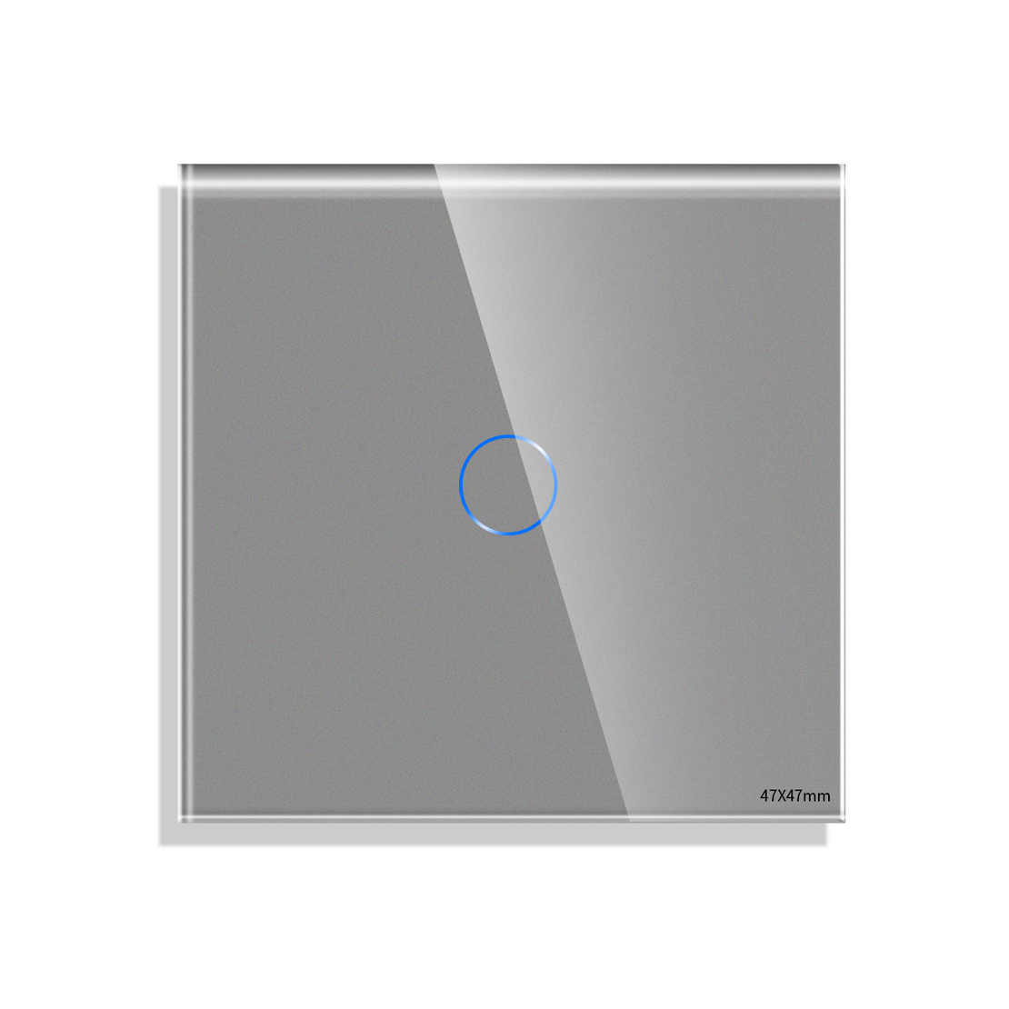 Panou Intrerupator Simplu cu Touch Mini din Sticla LUXION, gri