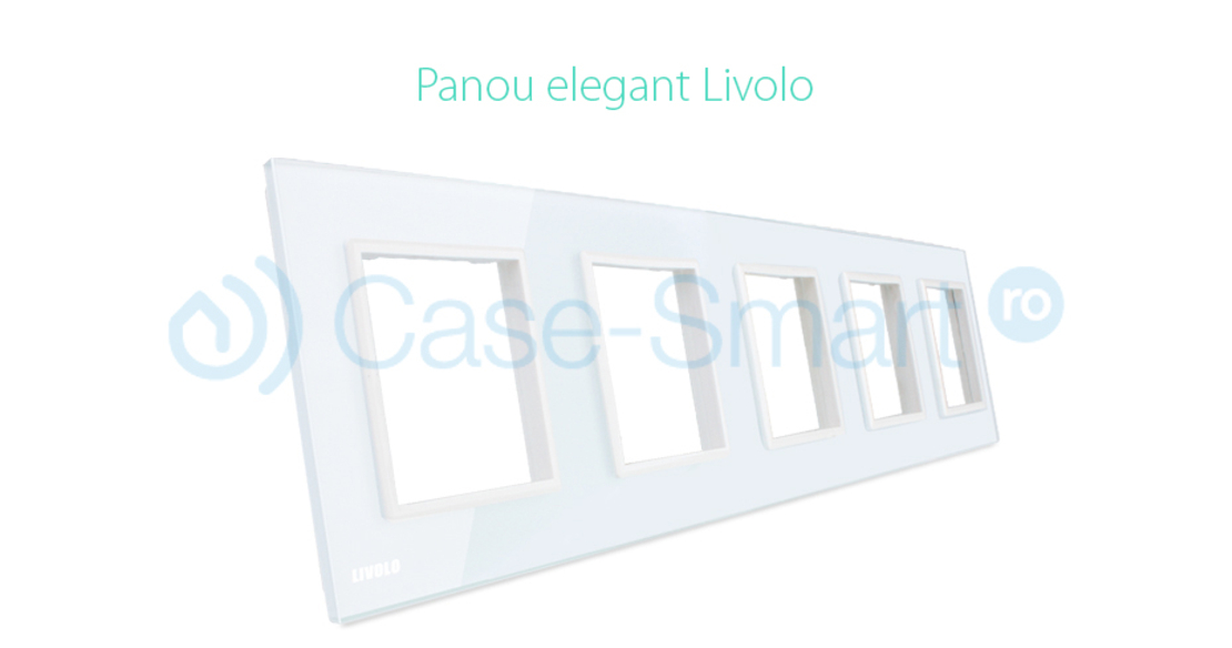Rama cvintuplu din sticla Livolo, alb