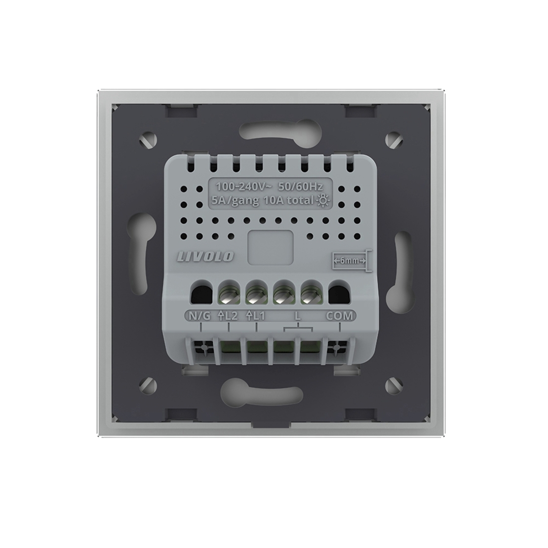 Intrerupatorul Dublu cu Touch LIVOLO cu Rama Din Sticla - Protocol Zigbee EC, gri
