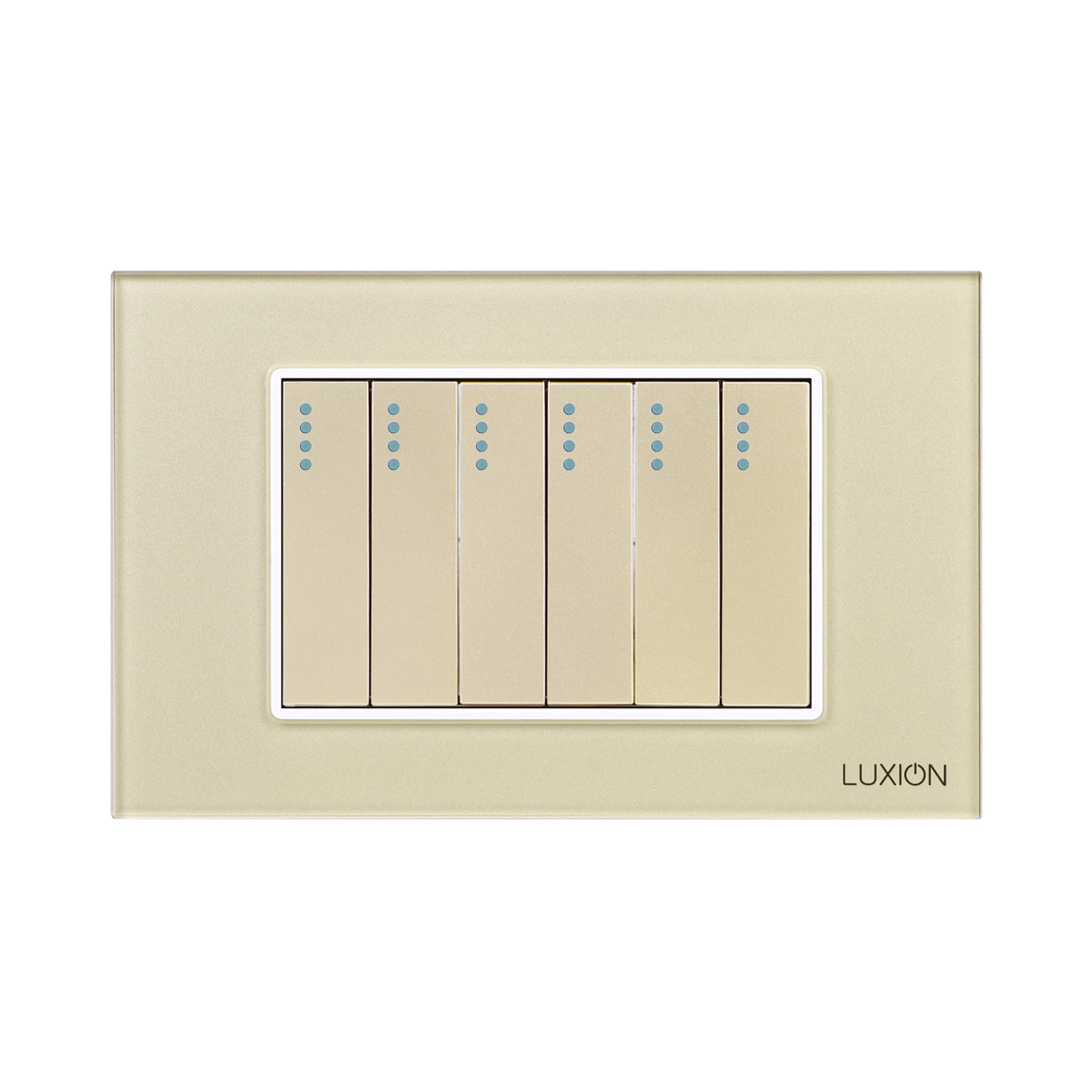 Intrerupator Mecanic 6 Posturi LUXION cu Rama din Sticla, Standard Italian, 3M, auriu