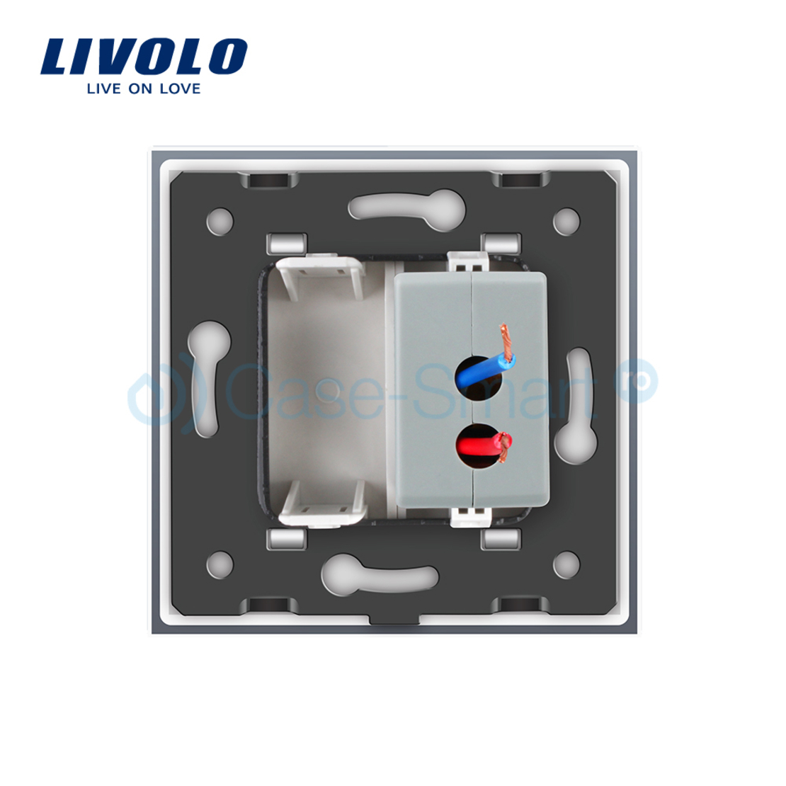 Priza USB Livolo cu rama din sticla, alb