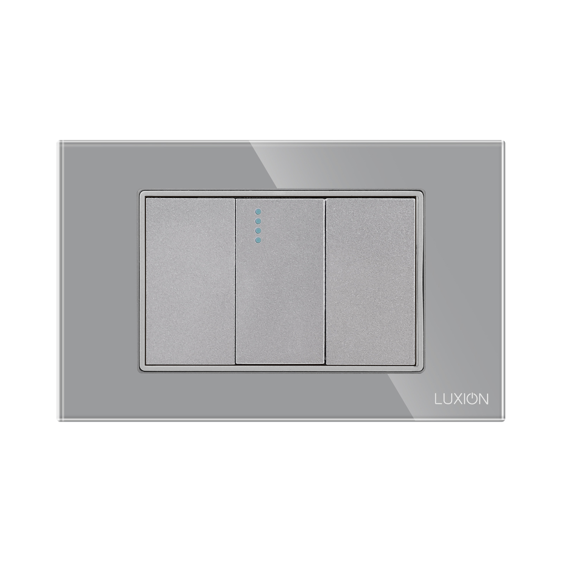 Intrerupator Simplu Mecanic 1M si 2 Taste False LUXION cu Rama din Sticla, Standard Italian, 3M, gri