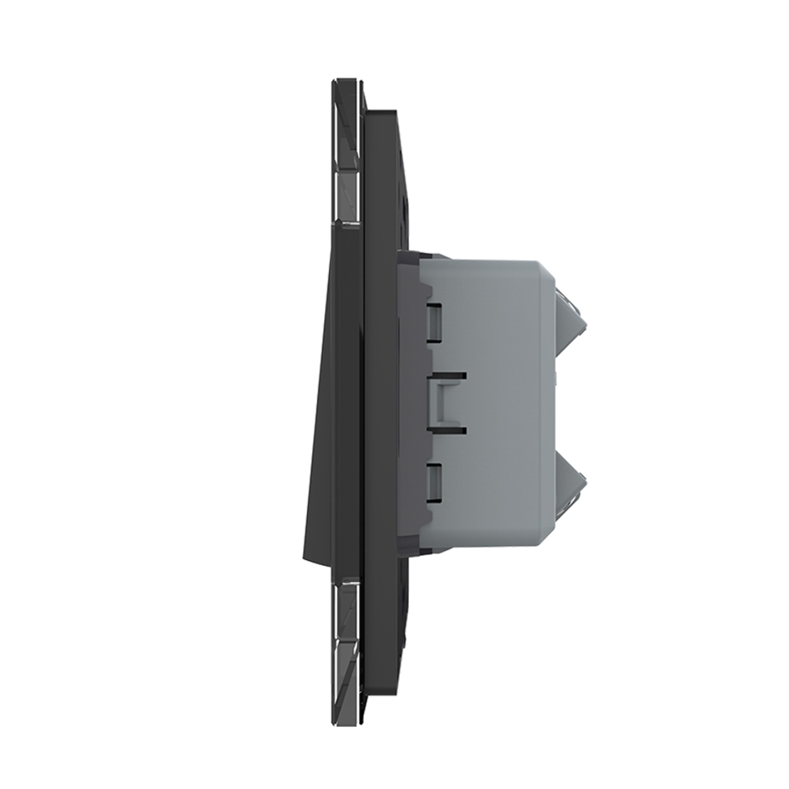 Intrerupator Simplu Mecanic Cap Cruce, 2 Module LIVOLO cu Rama din Sticla - Serie Noua, negru