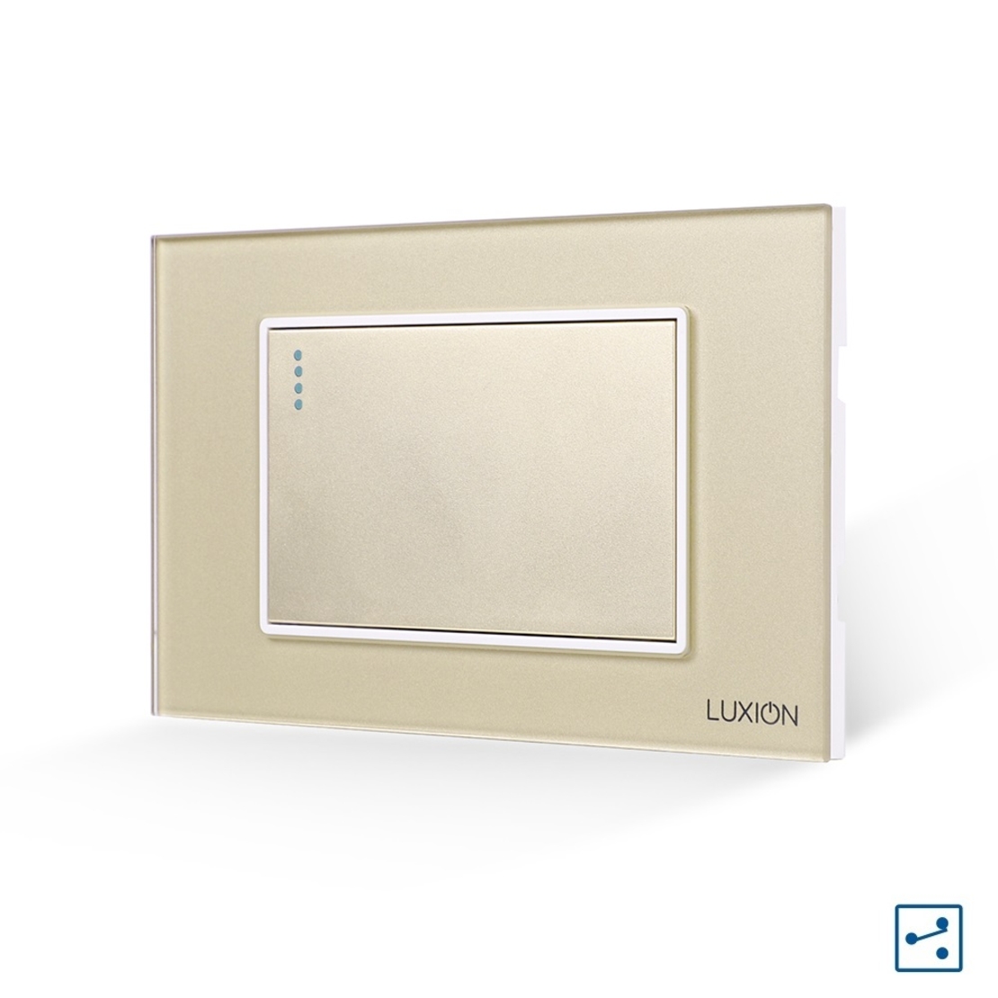 Intrerupator Simplu Cap Scara Mecanic LUXION cu Rama din Sticla, Standard Italian, 3M, auriu