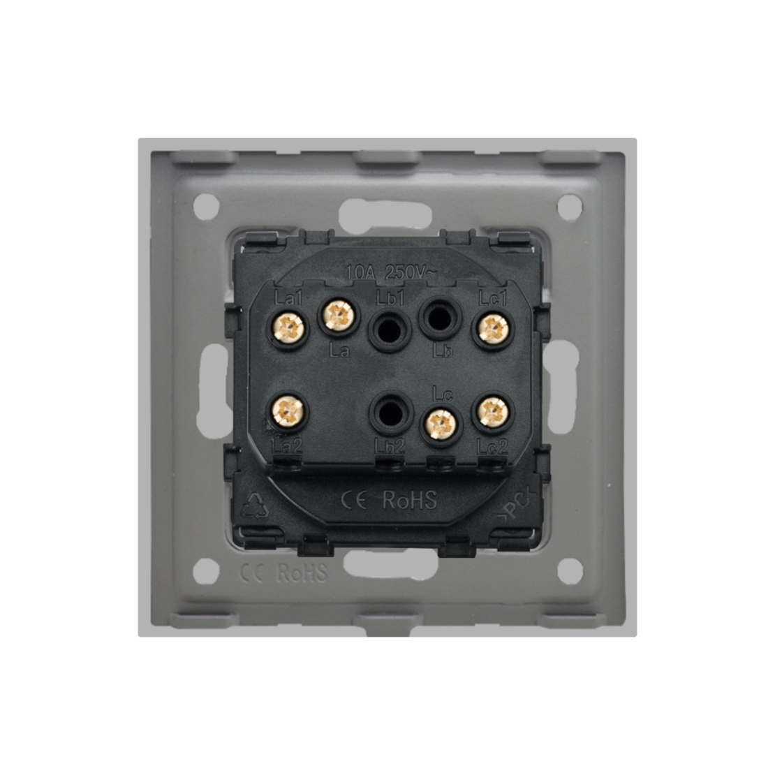 Intrerupator Dublu Cap Scara Mecanic LUXION cu Rama din Sticla, gri