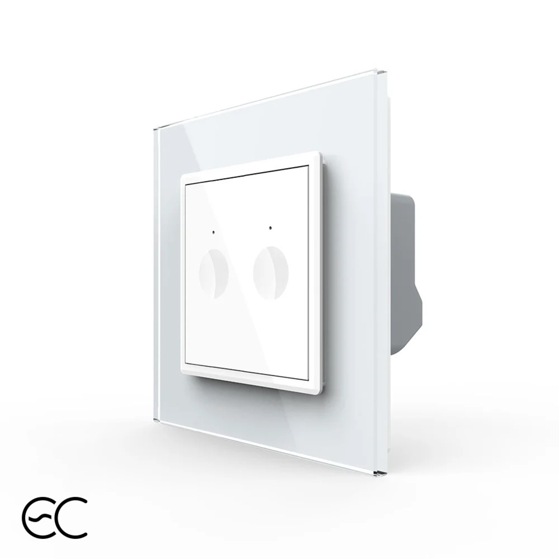 Intrerupatorul Dublu cu Touch LIVOLO cu Rama Din Sticla - Protocol Zigbee EC, alb