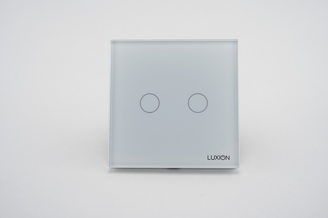 Intrerupator Dublu cu Touch din Sticla LUXION, alb