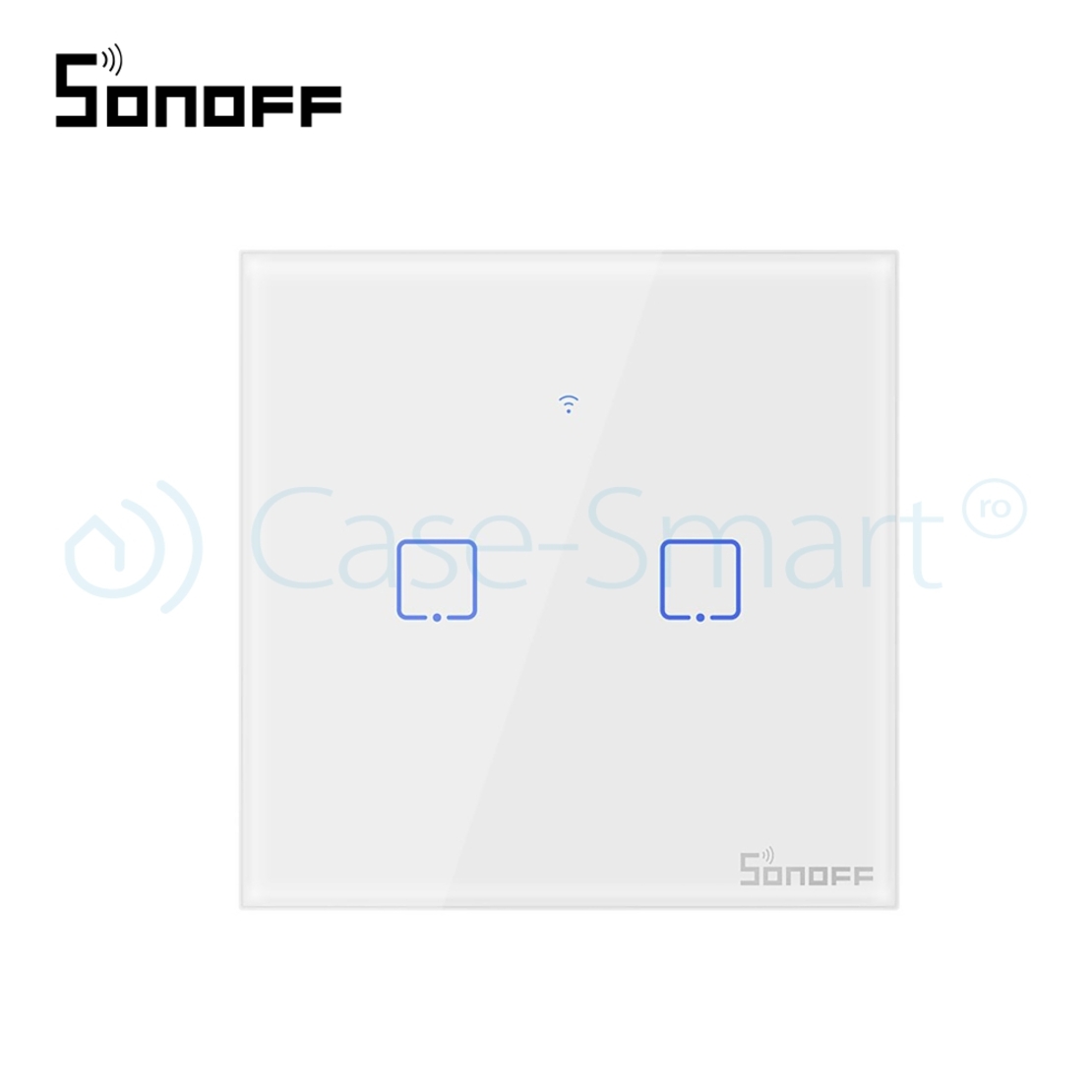 Intrerupator dublu cu touch Sonoff T1EU2C, Wi-Fi + RF, Control de pe telefonul mobil