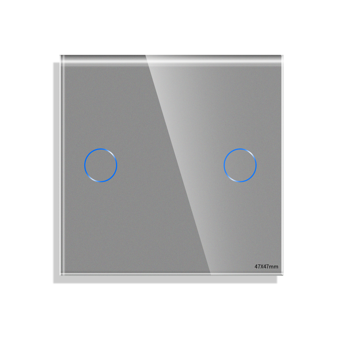 Panou Intrerupator Dublu cu Touch Mini din Sticla LUXION, gri