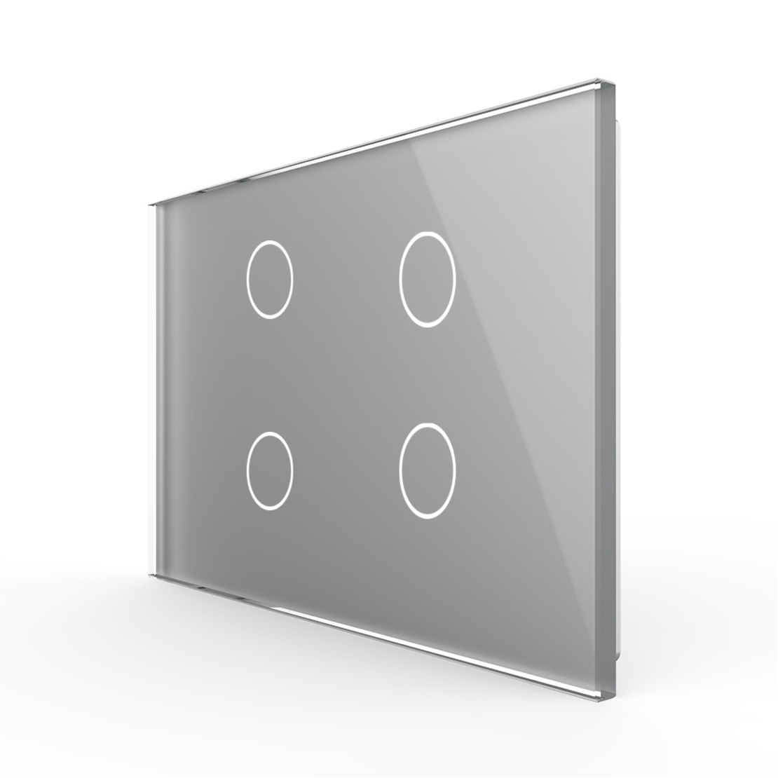 Panou intrerupator cvadruplu cu touch Livolo din sticla, standard Italian - Serie noua, gri