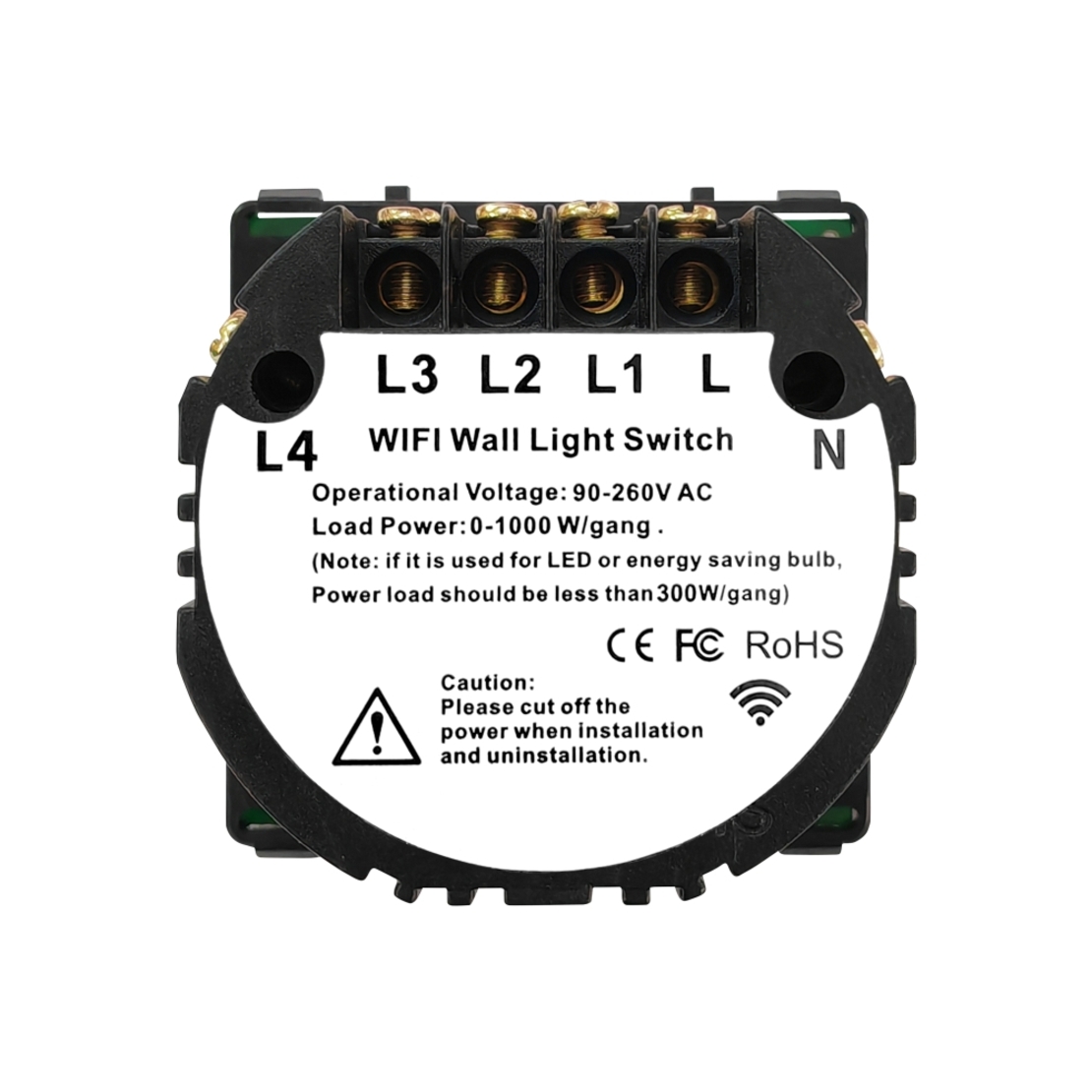 Modul Intrerupator Cvadruplu Wi-Fi + RF433 cu Touch LUXION